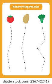 Handwriting practice for kids. Tracing lines activity. Educational worksheet design for preschool or kindergarten students.