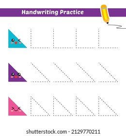 Práctica de escritura a mano para niños con vector triangular