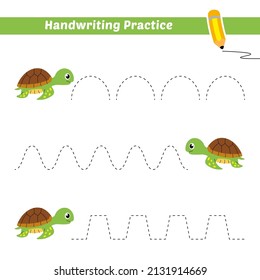 Handschriftliche Praxis für Kinder mit Schildkröte