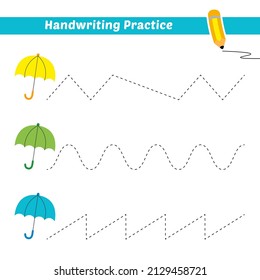 Handwriting Practice Kids Umbrella Vector Stock Vector (Royalty Free ...