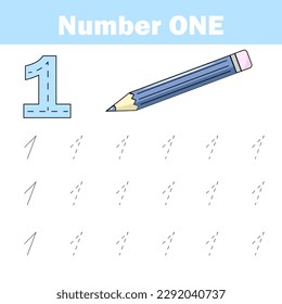 Handwriting practice. Learning mathematics and numbers. Printable worksheet for kids
