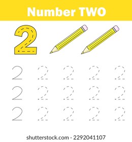 Handwriting practice. Learning mathematics and numbers. Printable worksheet for kids