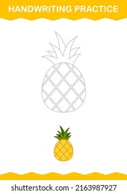 Handwriting practice with Pineapple. Worksheet for kids