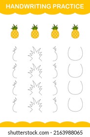 Handwriting practice with Pineapple. Worksheet for kids