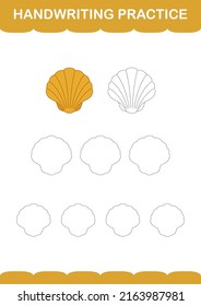 Handwriting practice with Seashell. Worksheet for kids