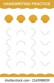 Handwriting practice with Seashell. Worksheet for kids