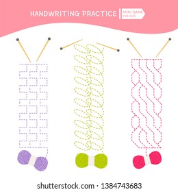 Handwriting Practice Sheet. Basic Writing. Educational Game For Children.  