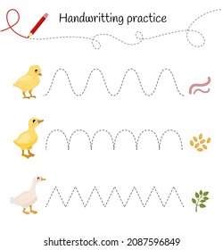 Handwriting Practice Sheet Basic Writing Educational Stock Vector ...