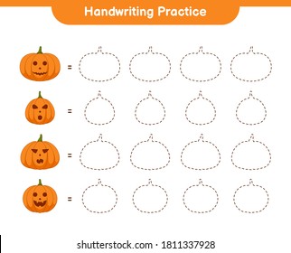 Handwriting practice sheet, educational children game, printable worksheet, vector illustration