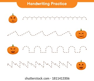 Handwriting practice sheet, educational children game, printable worksheet, vector illustration