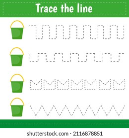 Handwriting practice sheet. Educational children educational game, printable worksheet for kids. Trace the line
