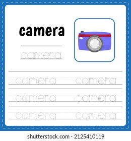 Handwriting practice sheet. Educational children educational game, earning letters worksheet for kids. Trace the line