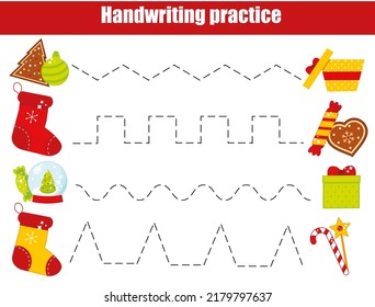 Handwriting Practice Sheet Educational Children Game Stock Vector ...