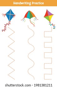 Handwriting practice sheet. Educational game for children. Vector illustration.