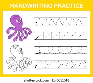 Handwriting Practice Sheet Illustration Vector 