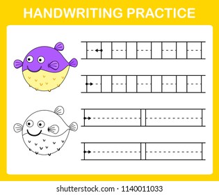 Handwriting practice sheet illustration vector 
