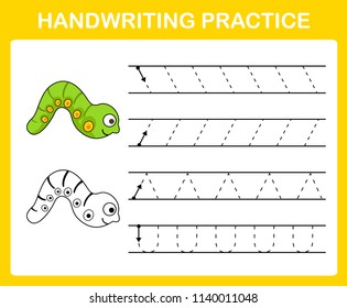 Handwriting practice sheet illustration vector 