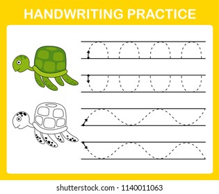 Handwriting practice sheet illustration vector 