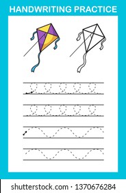 Handwriting practice sheet illustration vector