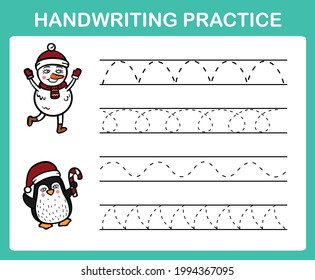 Handwriting practice sheet illustration vector