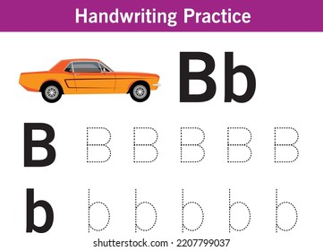 Handwriting practice sheet illustration vector.worksheet for preschool kids