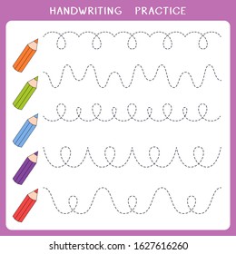 Handwriting Practice Sheet Simple Educational Game Stock Vector ...