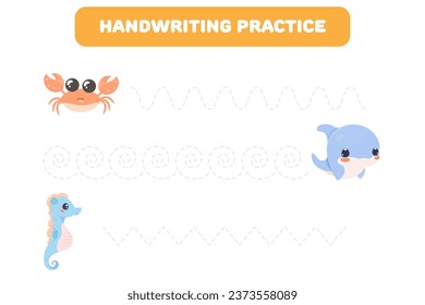 Handwriting practice sheet. Simple educational game for kids