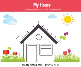 tracing worksheet house images stock photos vectors shutterstock