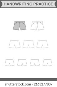Handwriting practice with Shorts. Worksheet for kids
