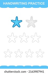 Handwriting practice with Starfish. Worksheet for kids