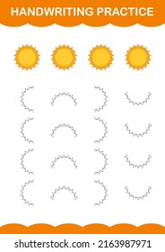 Handwriting Practice With Sun. Worksheet For Kids