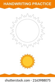 Handwriting Practice With Sun. Worksheet For Kids