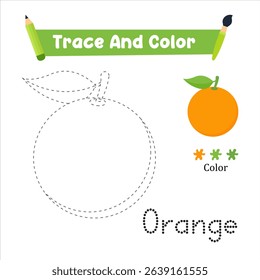 Handwriting Practice. Trace And Color The Orange Which Is Perfect. Vector Illustration 