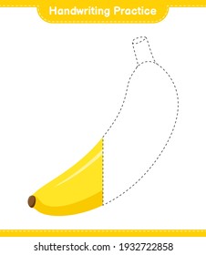 Handwriting practice. Tracing lines of Banana. Educational children game, printable worksheet, vector illustration