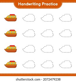 Handwriting practice. Tracing lines of Boat. Educational children game, printable worksheet, vector illustration
