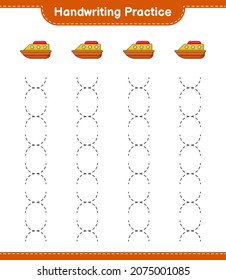 Handwriting practice. Tracing lines of Boat. Educational children game, printable worksheet, vector illustration
