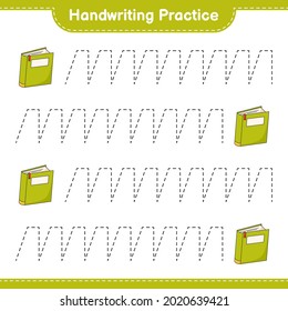 Handwriting practice. Tracing lines of Book. Educational children game, printable worksheet, vector illustration