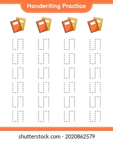 Handwriting practice. Tracing lines of Book. Educational children game, printable worksheet, vector illustration