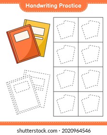 Handwriting practice. Tracing lines of Book. Educational children game, printable worksheet, vector illustration