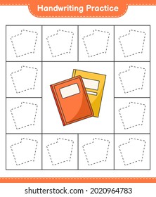 Handwriting practice. Tracing lines of Book. Educational children game, printable worksheet, vector illustration