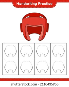 Handwriting practice. Tracing lines of Boxing Helmet. Educational children game, printable worksheet, vector illustration