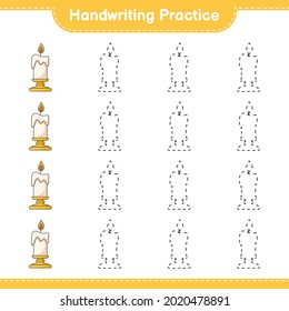 Handwriting practice. Tracing lines of Candle. Educational children game, printable worksheet, vector illustration