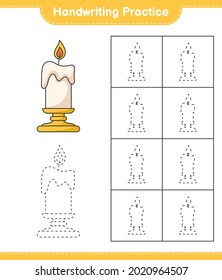 Handwriting practice. Tracing lines of Candle. Educational children game, printable worksheet, vector illustration