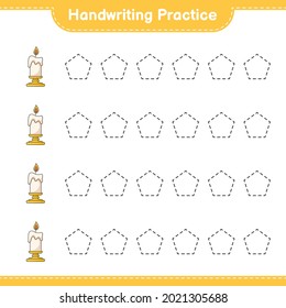 Handwriting practice. Tracing lines of Candle. Educational children game, printable worksheet, vector illustration
