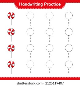 Handschriftübungen. Kinderspiel, druckbares Arbeitsblatt, Vektorgrafik