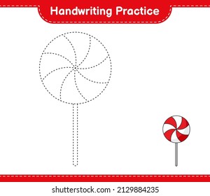 Handwriting practice. Tracing lines of Candy Educational children game, printable worksheet, vector illustration