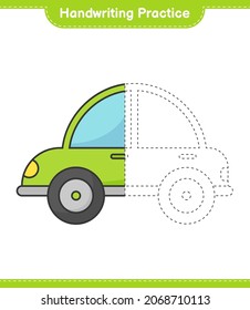Handwriting practice. Tracing lines of Car. Educational children game, printable worksheet, vector illustration