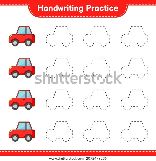 Handwriting\
practice. Tracing lines of Car. Educational children game,\
printable worksheet, vector\
illustration