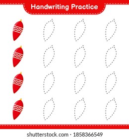 Handwriting practice. Tracing lines of Christmas Lights. Educational children game, printable worksheet, vector illustration