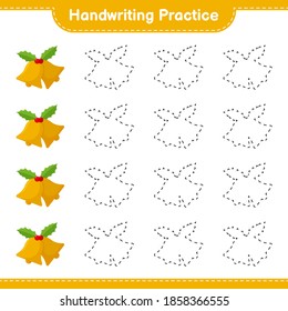 Handwriting practice. Tracing lines of Christmas Bell. Educational children game, printable worksheet, vector illustration